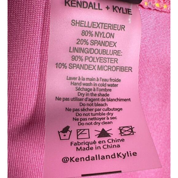 Kendall+Kylie Bikini Set of 2 Size L Pink Yellow Plaid NEW Resort Vacation - Picture 9 of 10